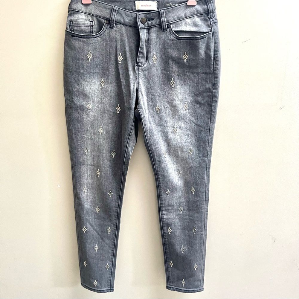 Sundance Gray Skinny Jeans with Embellishments - Picture 1 of 9